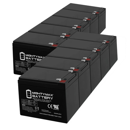 MIGHTY MAX BATTERY ML12-12 - 12V 12AH F2 SLA AGM DEEP-CYCLE RECHARGEABLE BATTERY 10 Pack ML12-12F2MP10382127